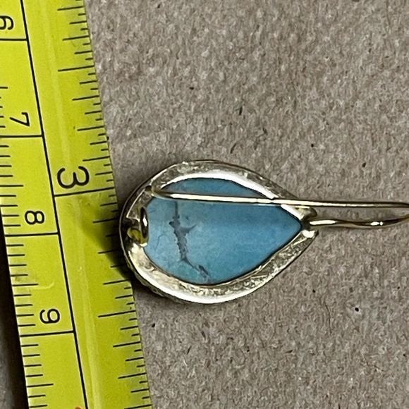 14 karat gold, sleeping beauty, raw turquoise earrings - Picture 6 of 7